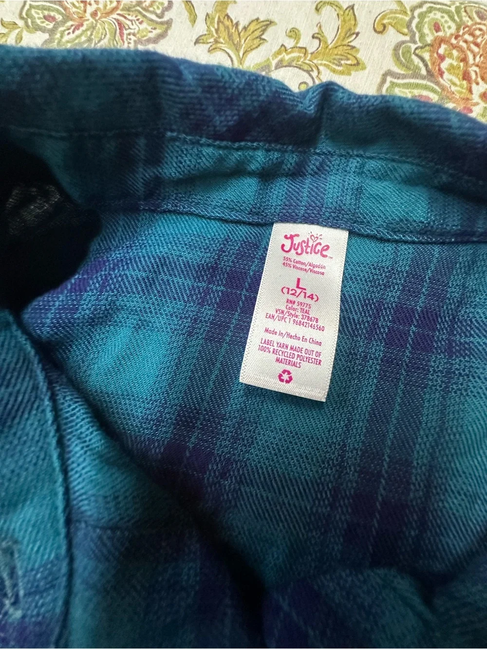 Justice Teal & Navy Plaid Button-Down Shirt - Men